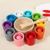 Fun Wood Color Sorting Cups and Balls Toy to Develop Children Hand Eye Coordination and Logical Thinking Ability