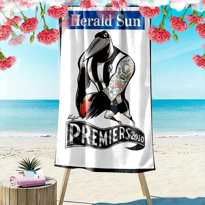 Collingwood Magpies Druck Strandtuch, Großes Weiches Schnelltrocknendes Handtuch für Strand Camping Schwimmen
