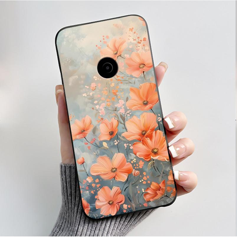 Θήκη Κινητού με Σχέδιο Για Nokia 110 4G 2023 Fundas Coque Μαύρο Κάλυμμα από Μαλακή Σιλικόνη Χαριτωμένο Κάλυμμα με Σχέδιο Λουλουδιών Καρτούν Capa