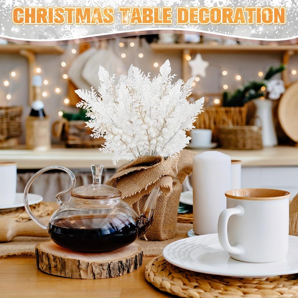 10Pcs White Artificial Berry Bouquet Christmas Decoration Xmas Tree Ornament for Home Room Decor New Year 2026 Gifts Accessories