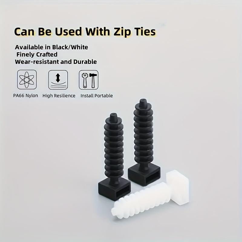 Conjunto de Abraçadeiras Plásticas para Cabos com Base Fixa de Nylon para Montagem na Parede, Clips de Gerenciamento de Cabos, Isolamento Durável e Retardante de Chama