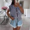 Strap Knit Vest Cardigan Summer Cross-border Hot Item Amazon New Solid Color Vest Sleeveless Sweater for Women 3538 EMA