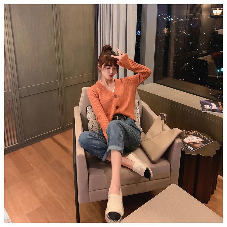 Pulover cardigan tricotat de toamnă Jachetă scurtă casual, larg și subțire Top pentru studenți