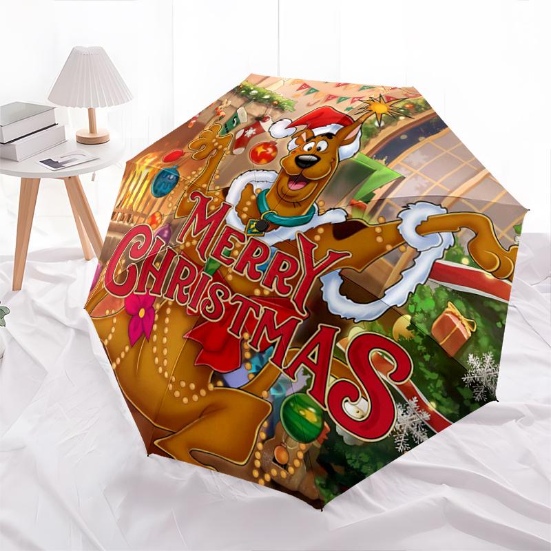 

1pc Scooby Doo s Merry Christmas Adventure Automatic Opening and Closing Umbrella - Lightweight 3-Fold Design, Suitable for Fans, Travel, Daily U