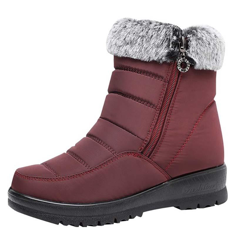 Women's Winter Warm Snow Boots Rainproof Fabric Faux Fur Lining Waterproof Ankle Boots Anti-slip Outdoor Shoes Hiking Sports Boots