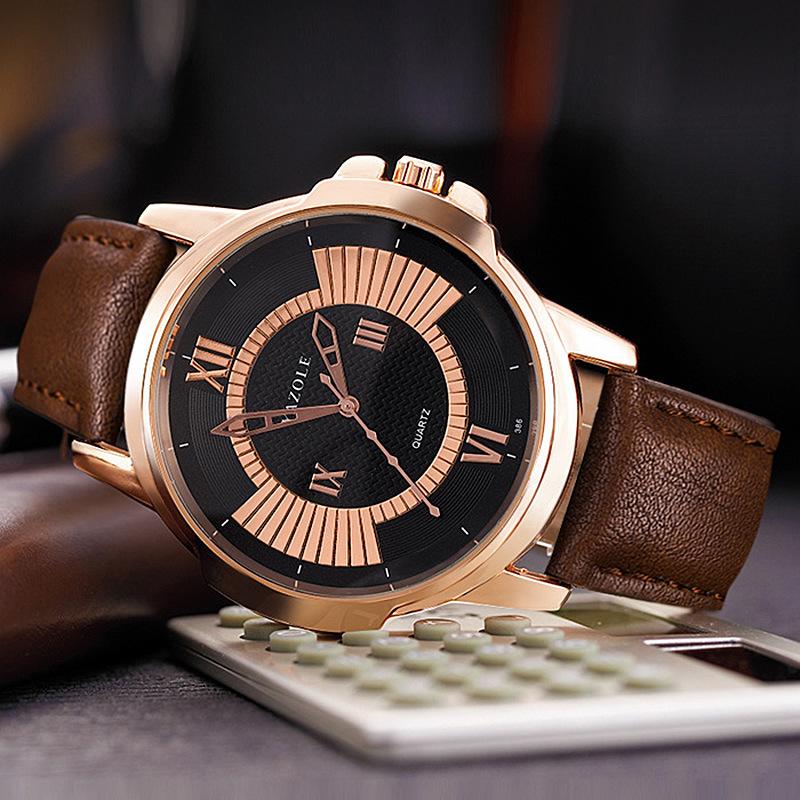 Top Brand New Men's Watch Quartz Rose Gold Fashion Waterproof Luxury Casual Watch