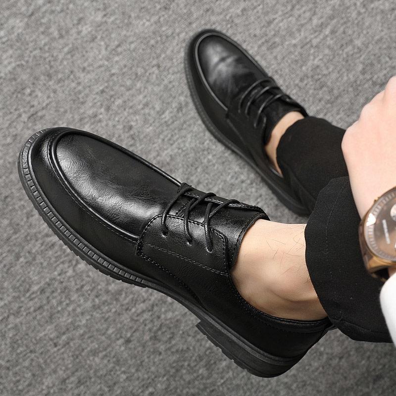 

Fashion Low Heel Soft Man Casual Shoe Round Toe Black Slip-on 2025 Trend Size 45 Summer Sale Social Elegant Pu Leather Shoes for Men 44