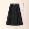Elegant Coffee Woolen Pleated A-line Midi Skirt for Women - 2026 Spring/Autumn Fashion