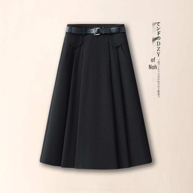 

Women s Coffee Wool Pleated Midi Skirt - 2025 Autumn/Winter Collection, Versatile A-Line, Slimming with Excellent Drape 3XL (135-145 jin) чёрный
