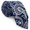 [S&W SHLAX&WING] Herren-Paisley-Krawatte, Marineblau Silber, Gewebt, Satin, Klassisch, Geeignet für Hochzeiten und Partys, Größe 147cm x 8cm