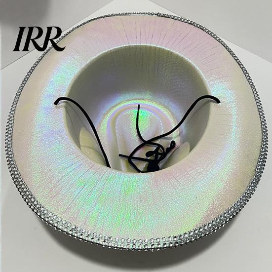 Durable Disco Hat Western Cowboy for Men Women, Sparkly Silver Stage Mirror Music Festivals, Concerts, Party