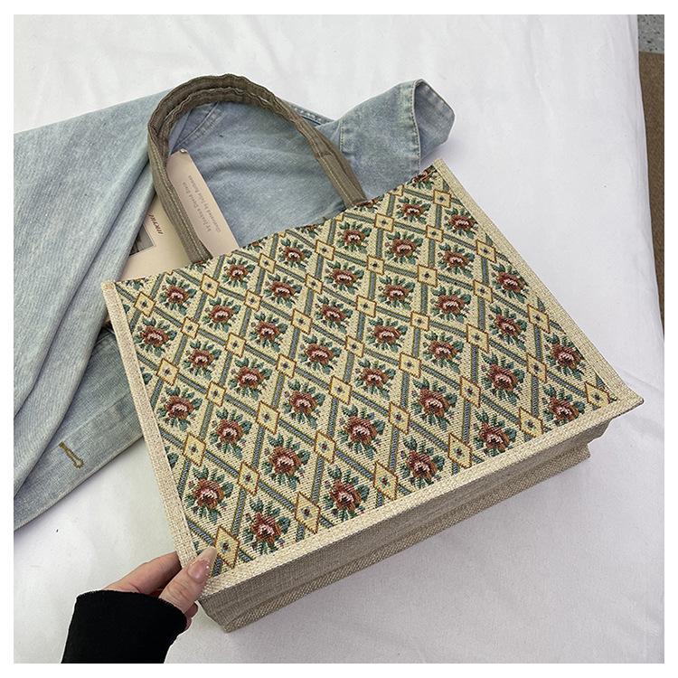 

Сумка-тоут большой вместимости в стиле гуофэн, новая модная сумка-шоппер с принтом 2025 года, легкая женская сумка под мышкой на плечо