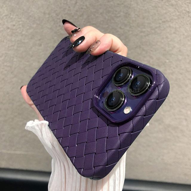 Breathable Weave Pattern Soft Thin Case For iPhone 14 13 12 Mini 11 Pro Max X XR XS Max 7 8 Plus SE 2 3 BV Grid Solid Back Cover