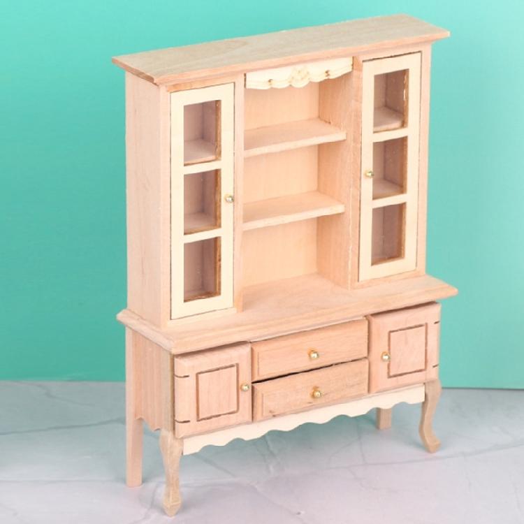 Natural Wood Miniature Cabinet Model 1/12 Scale Unfinished Dollhouses Furniture For DIY Painting Projects