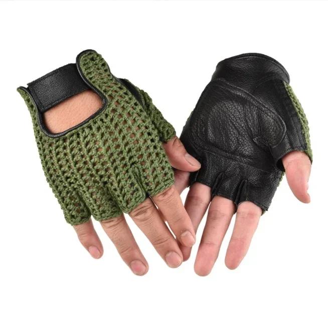 

Перчатки с полупальцами, кожаные сетчатые перчатки для мотокросса, тактические перчатки для вождения мотоцикла, рабочие перчатки для езды на велосипеде XL