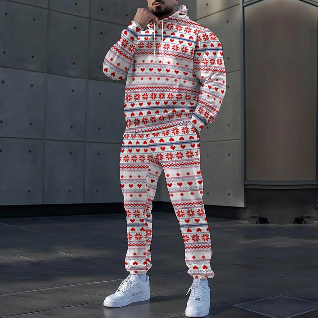 Christmas 3D Print Autumn Hoodies Pants Set Men's Sweatshirts Sweatpants Street Sportwear Two Piece Suits Tracksuit Man Clothing