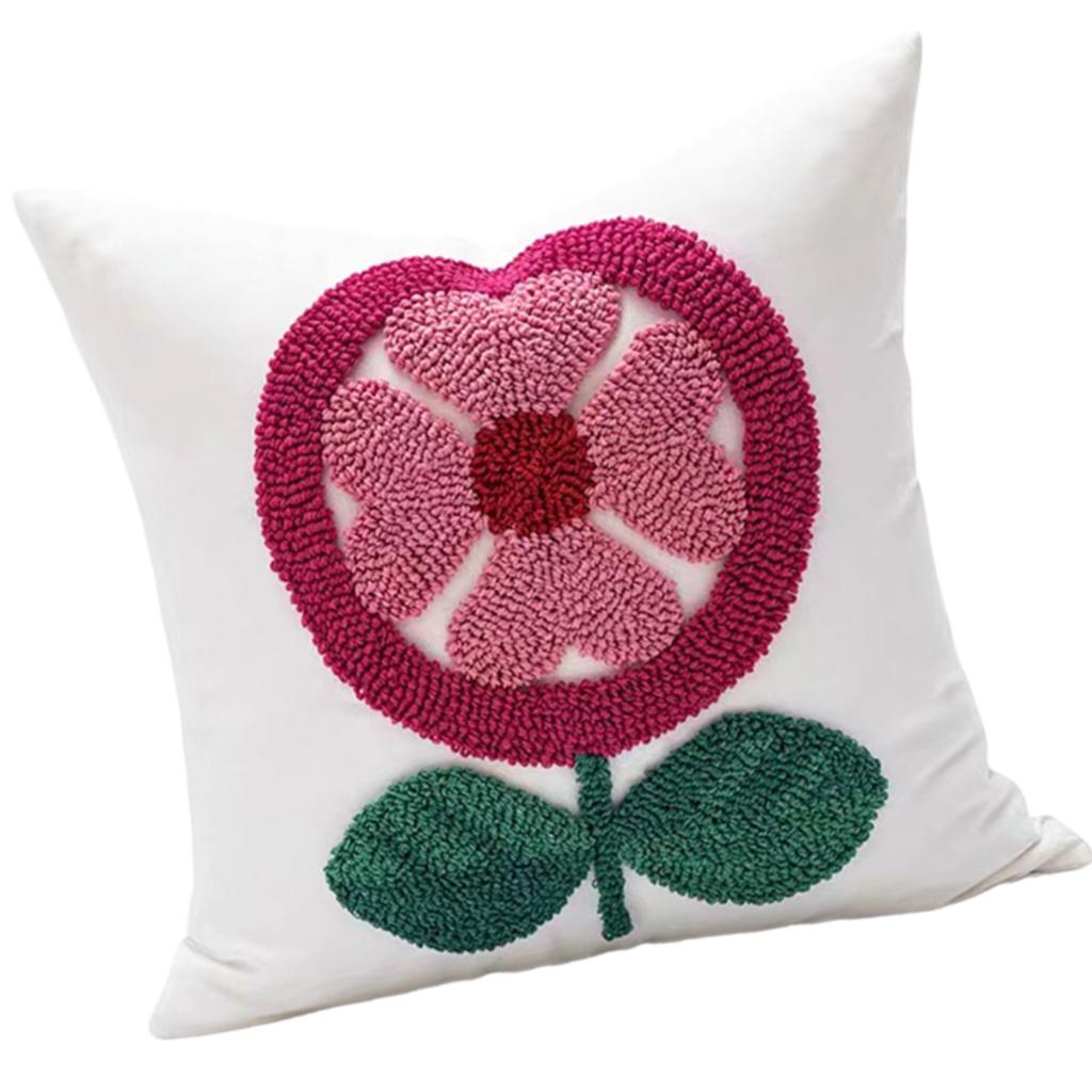 Redness Heart Embroidery Pillows Cover, Cotton Canvas Cushions Case for Home and Office Decoration