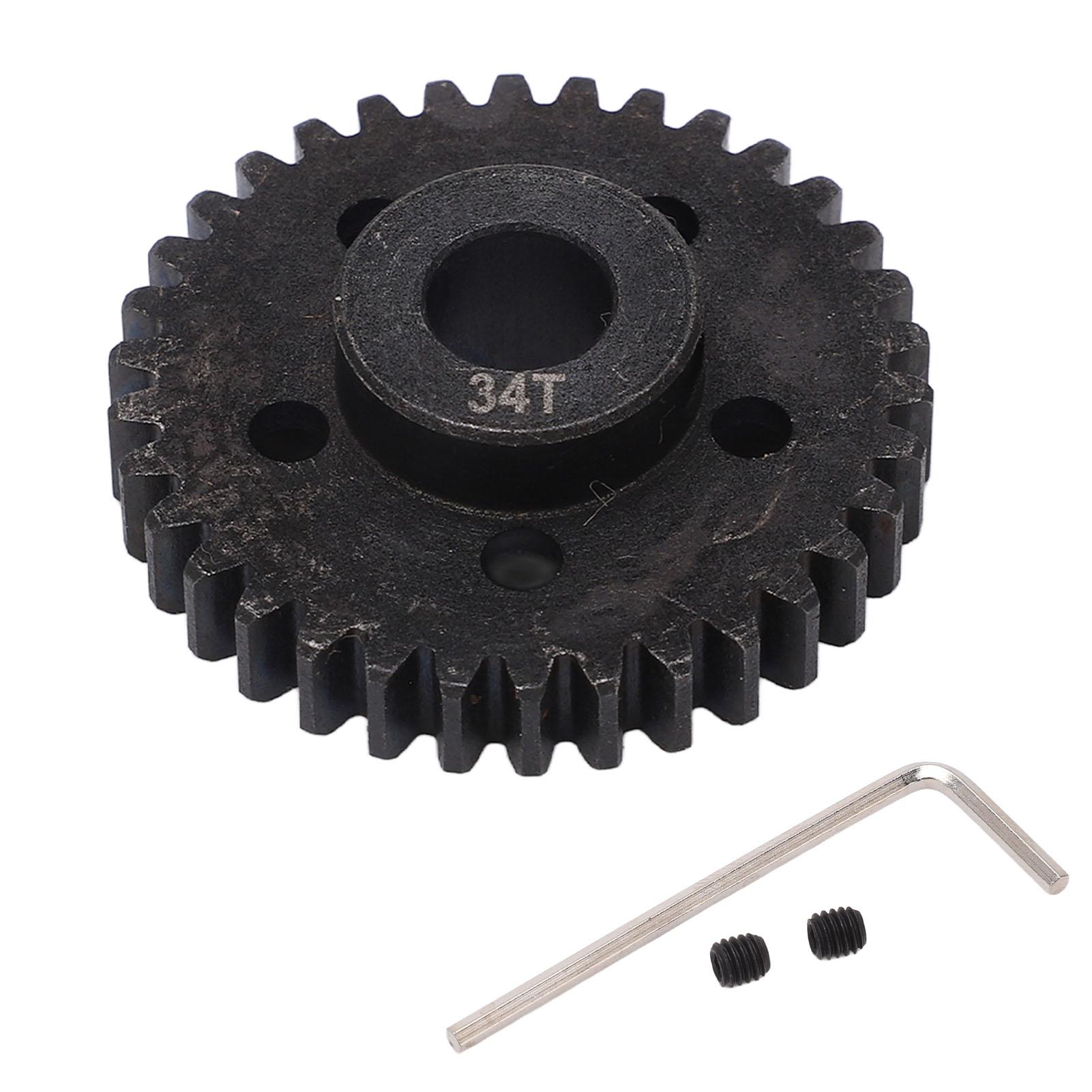 

34T RC Motor Gear M1.0 8mm Gear Bore Steel Black RC Motor Pinion Gear for Arrma 17 18 RC Cars