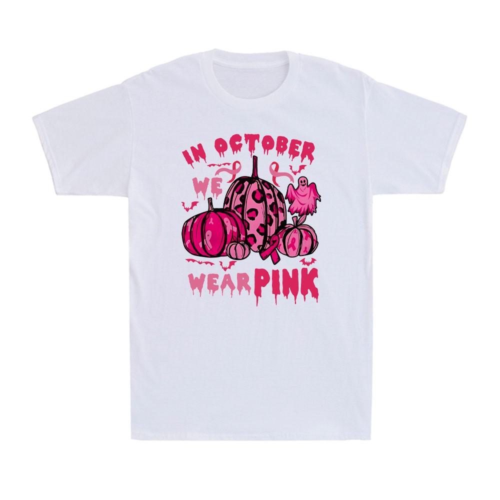 In October We Wear Pink Funny Breast Cancer Awareness Halloween Unisex T-Shirt Unisex T-Shirt M