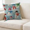1pc Christmas Style Cushion Cover Blue Snowman Print Pillowcase For Sofa Bed Decorative Throw Case 45x45cm