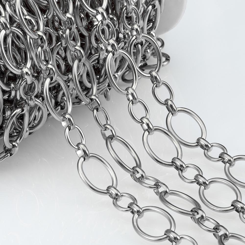 No Fade 1M Stainless Steel Cuban Keel Figaro Chain for Needlework DIY Chunky Necklace Bracelet Jewelry Making Materials Supplies