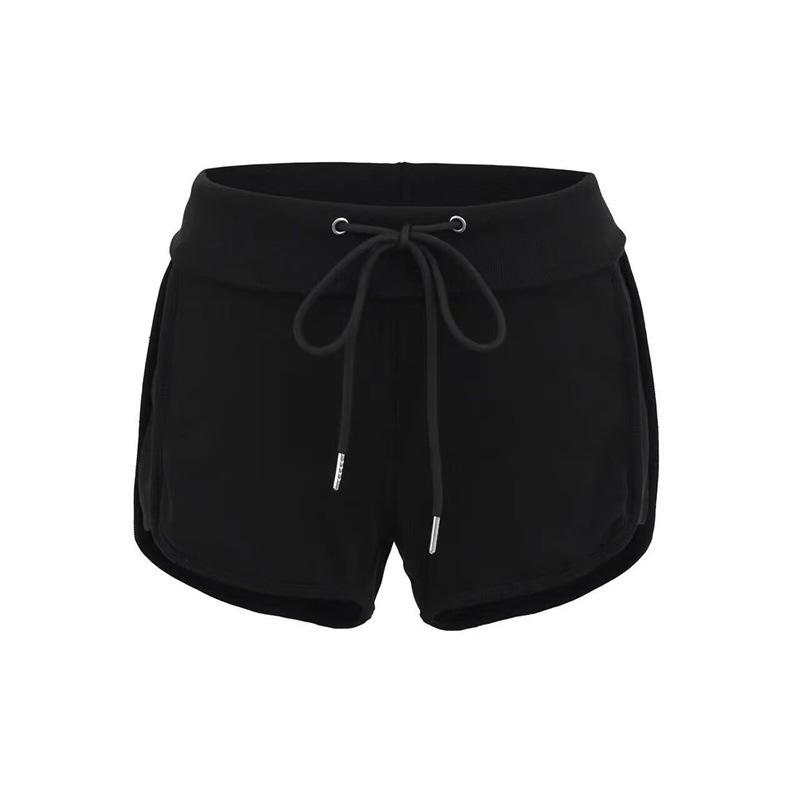 

Women s Retro American Style Slim Ribbed Sports Shorts – Petite, Drawstring & Cuffed Waist Casual Hotpants XS чёрный