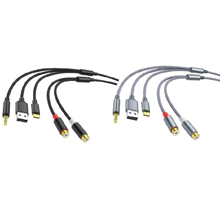 Auditory Connector 3.5mm, USB TypeC To 2RCA Cable for Seamlessly Auditory Device Integration Connection Cable