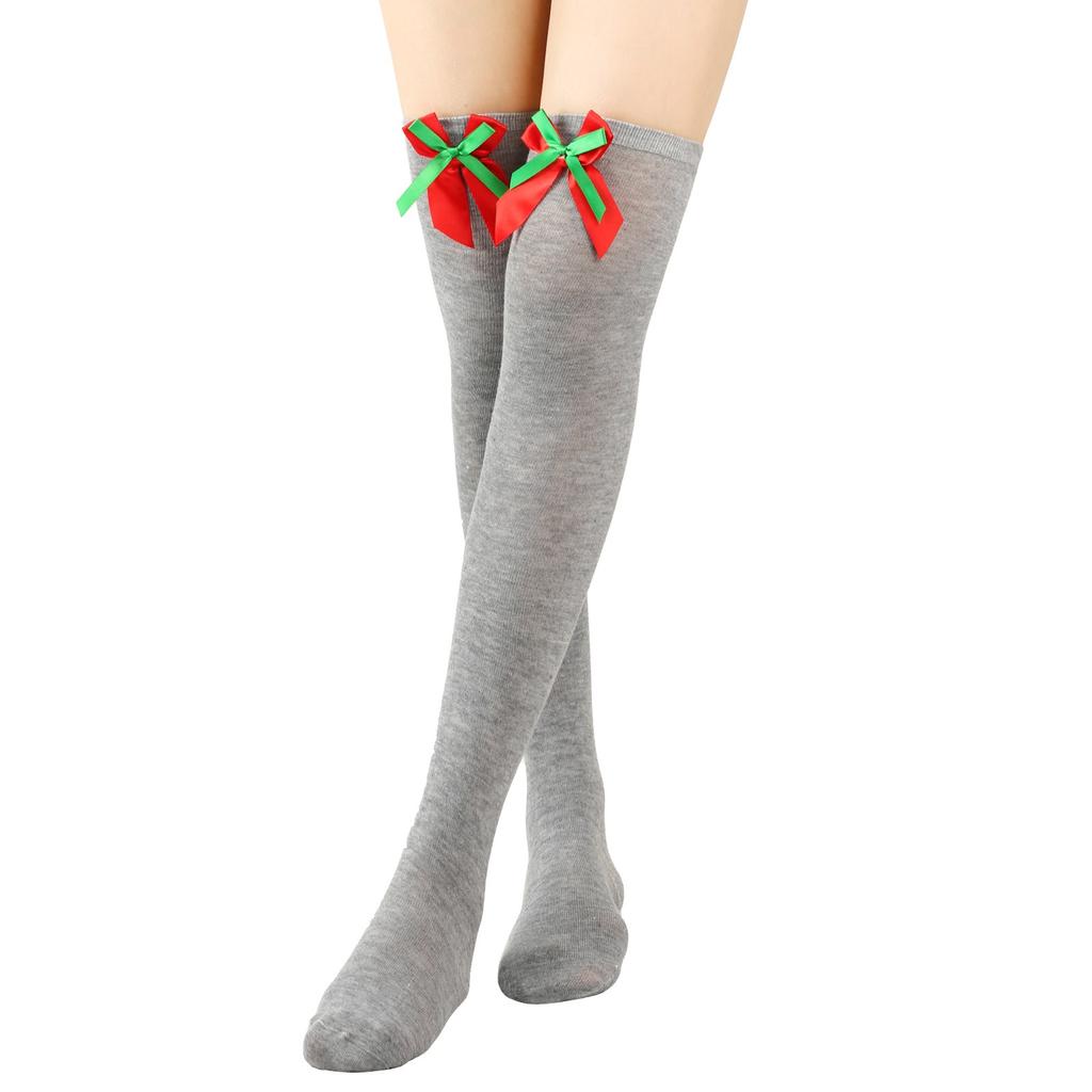 Women's Bowknot Christmas Stockings Over-the-Knee Socks