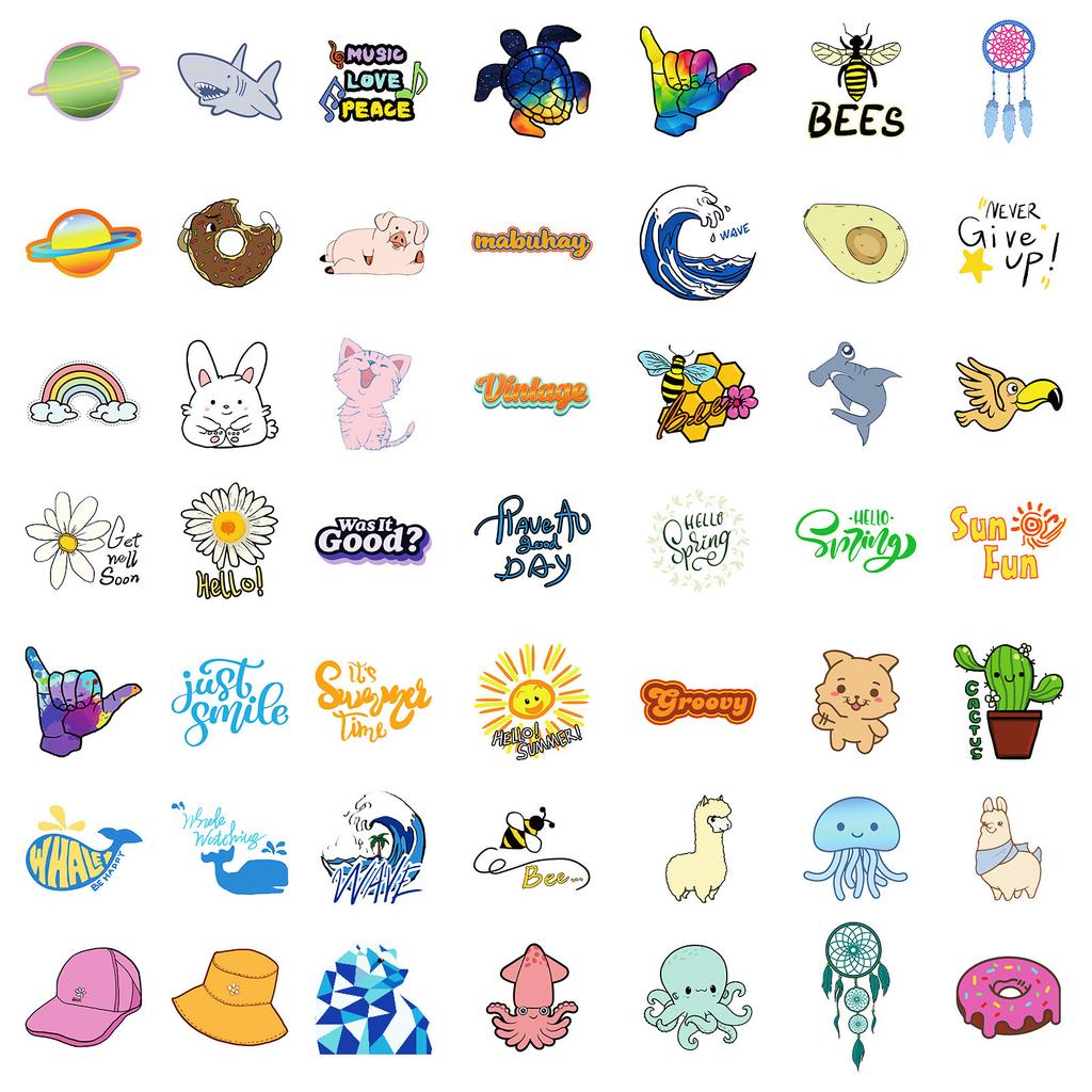 100 Creative Hand-painted Lip Stickers for White Rabbit Watermelon Chrysanthemum Mixed and Match Without Repeating Stickers