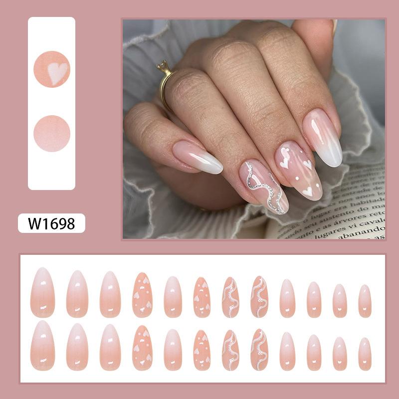 

Накладные ногти Love Gradual Change Wearing Nail Removable Piece Simple Line Fine Flash Nail Patch 24 шт.