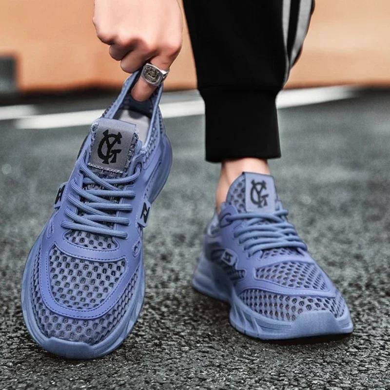 New Men's Mesh Sneakers 2025 Summer Mesh Sports Breathable Casual Shoes Comfortable Men's Tennis Shoes Lightweight Running Shoes