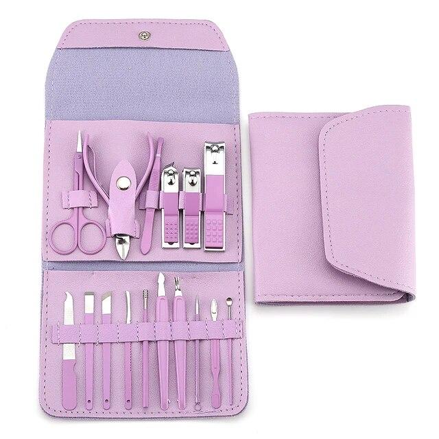 16pcs Nail Cutter Set Stainless Steel Nail Clippers Set With Folding Bag Manicure Cutter Kits Scissors Beauty Tool
