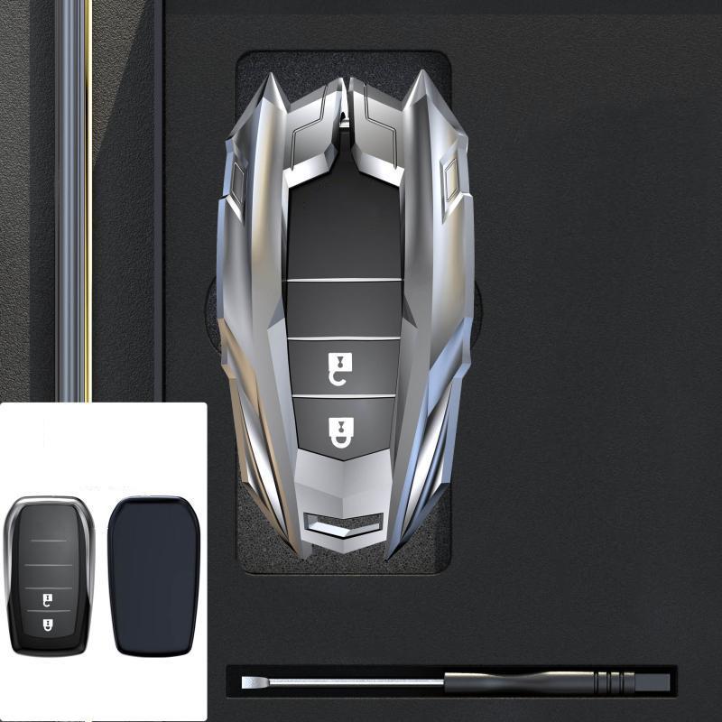 Alloy Car Key Case Cover Shell For Toyota Land Cruiser 200 300 Prado Crown TLK 200 Yaris Cross Hilux Innova Fortuner Camry 55