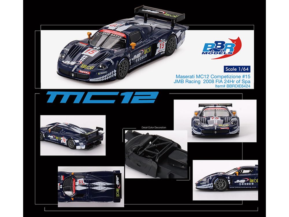 BBR MODELS Maserati MC12 Competition FIA Spa 24 Hours JMB Racing Completed Product 1/64 2008#15