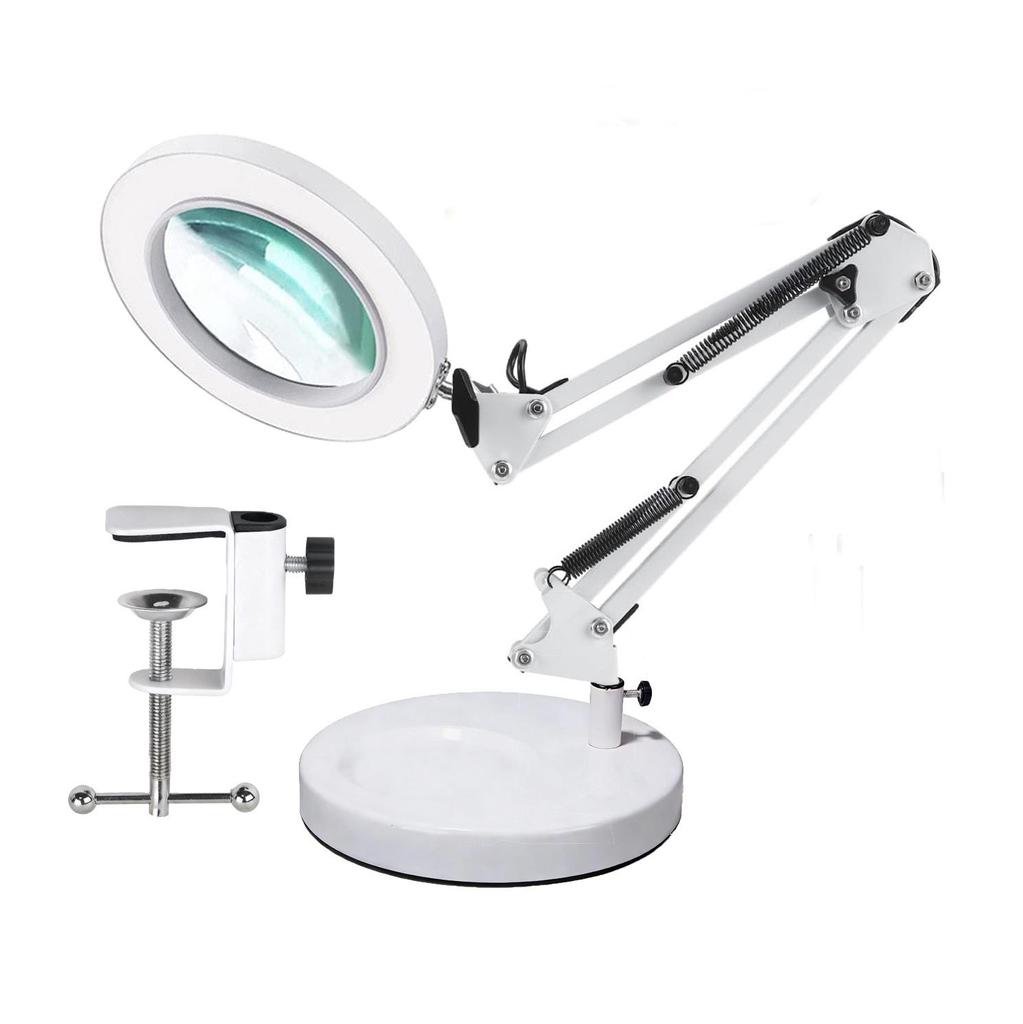 LED Long Arm American Style Folding Magnifier Desk Lamp for Welding and Repair with Eye Protection