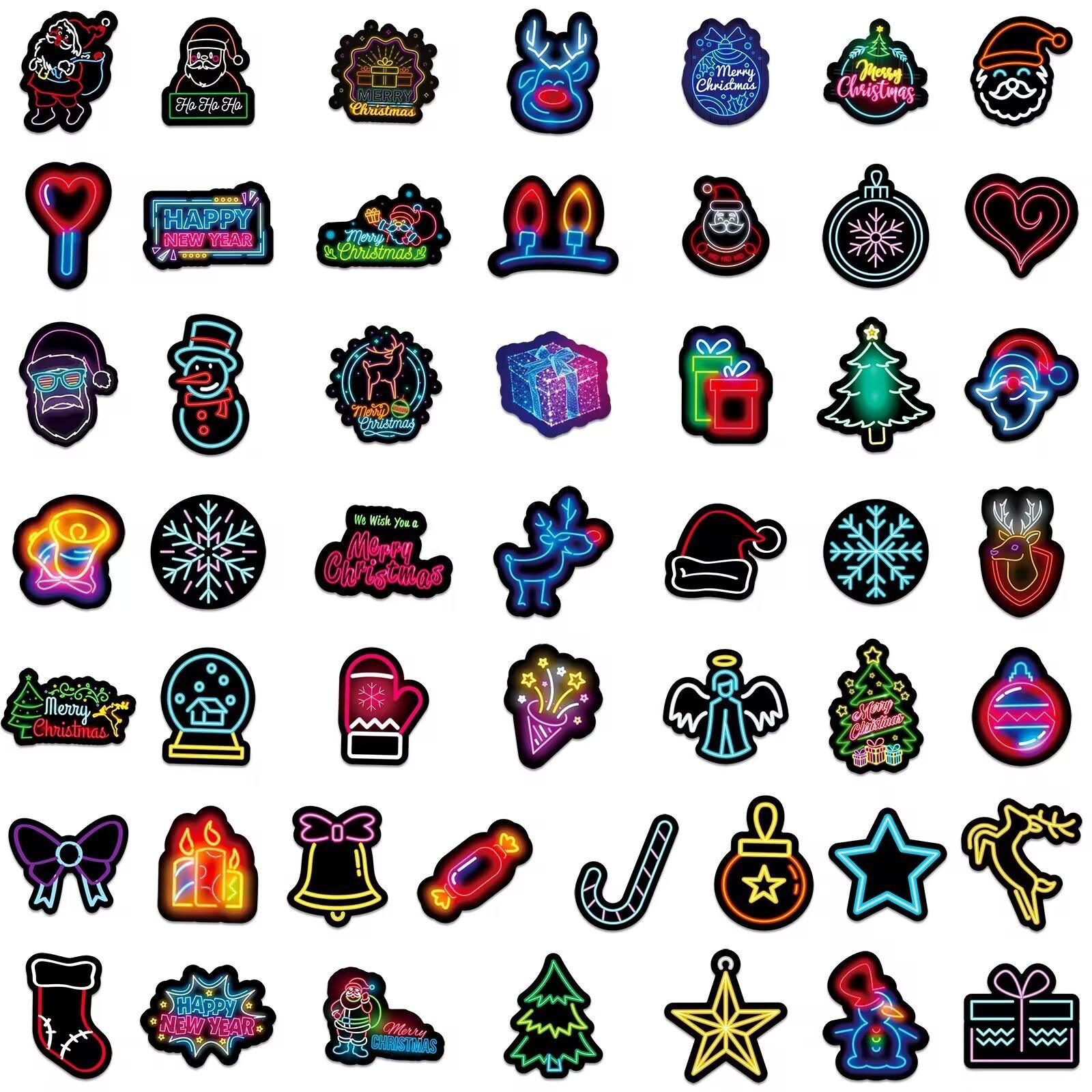 

50 рождественских водонепроницаемых наклеек из ПВХ для стаканов с водой, багажа, ноутбука, скутера, мотоцикла One Size