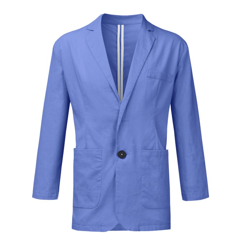 Men's Linen Cotton Casual Blazer Long Sleeve Loose Fit Spring Fall Jacket
