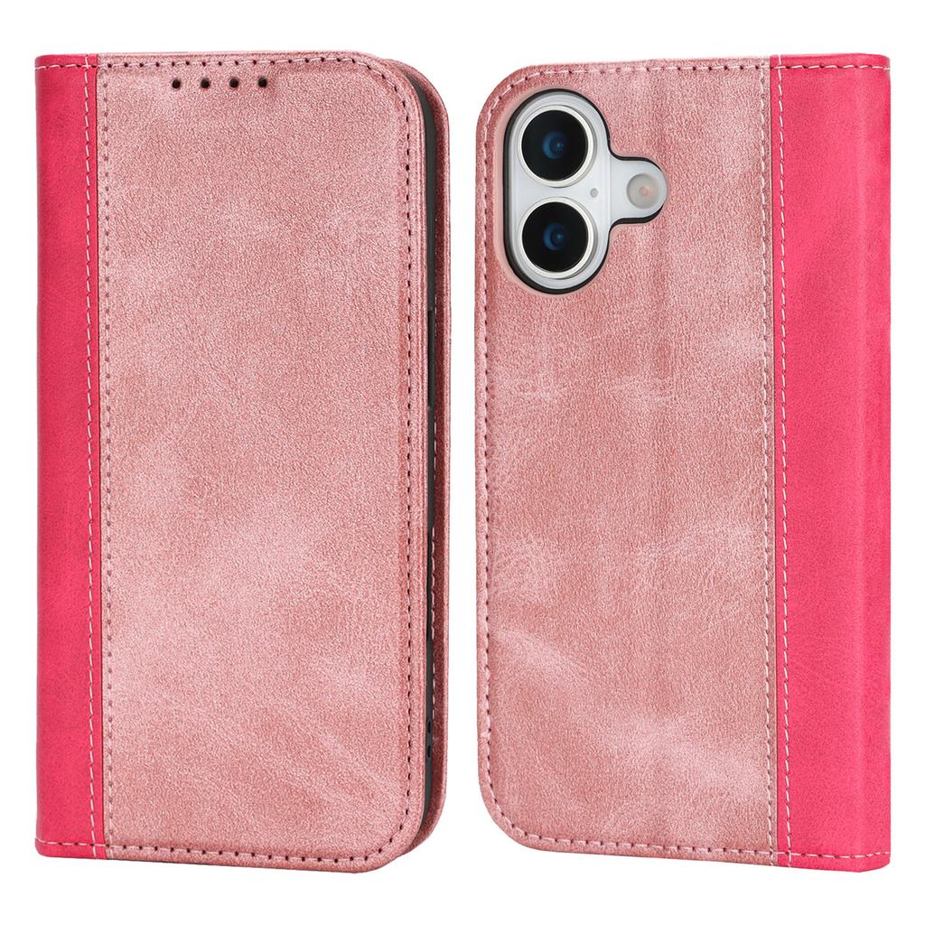 For iPhone 17 Case Calf Texture 3 Card Slots Color Splicing Leather Phone Cover