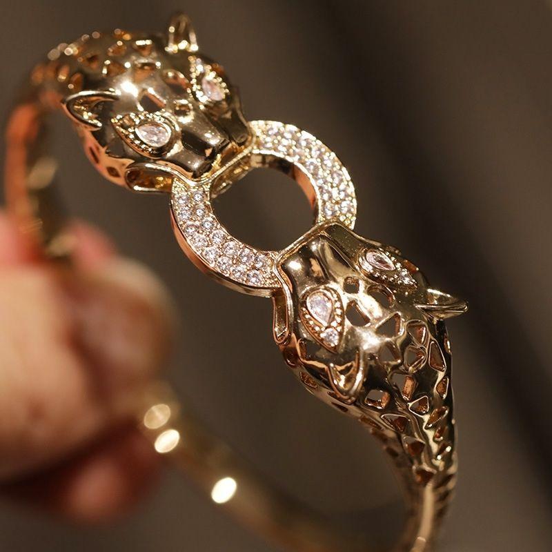 New Inlaid Bracelet, New Leopard Head and Purple Leopard Open Bracelet, Fashionable