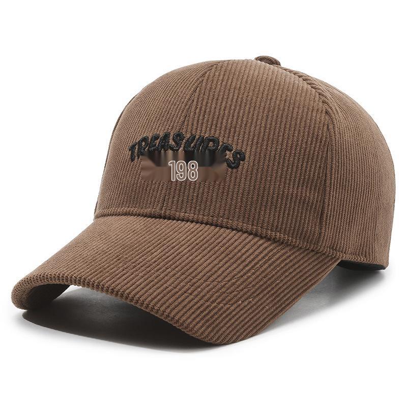 Corduroy Baseball Cap with Large Brim - Warm, Simple, Versatile, and Perfect for Outdoor Cycling