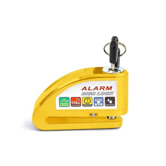 Antivol bloque disque Alarme 110dB Tourtecs Moto antivol jaune