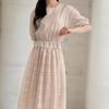 New ArrivalS Open Run Women S Sheer Layered Check Long dreSS String Short Sleeve