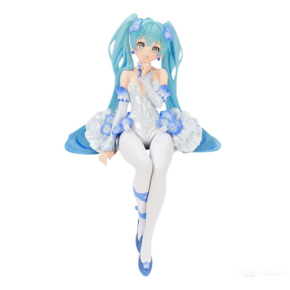 Beautiful New 2pcs Hatsune Miku Anime figure Pink sakura sitting position PVC Action figure model toy decoration collect gifts