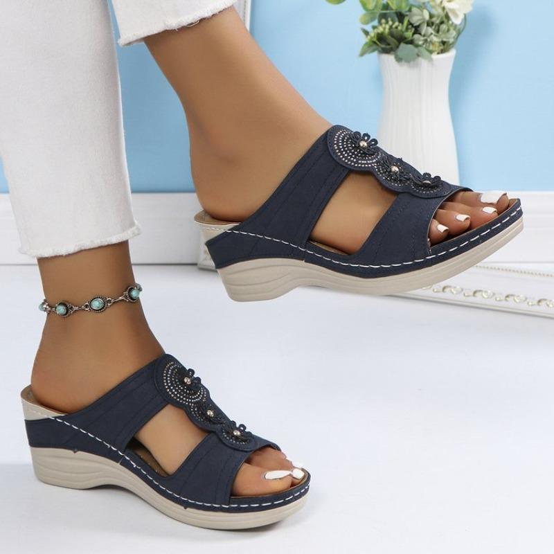 Fashion Women Slippers Summer Retro Platform Slip on Wedge Sandals Soft Heeled  Indoor Slippers Women Casual Comfortable Slides Women