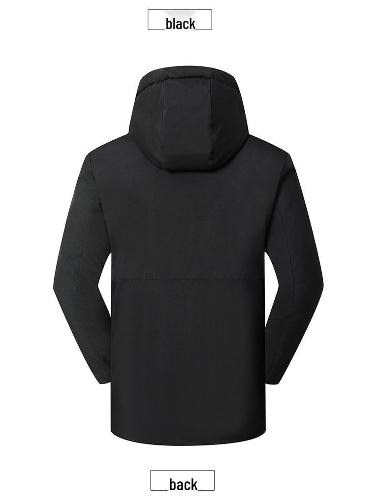 Men's Winter Plus Size Graphene Padded Cotton Hooded Jacket for Middle-Aged & Elderly