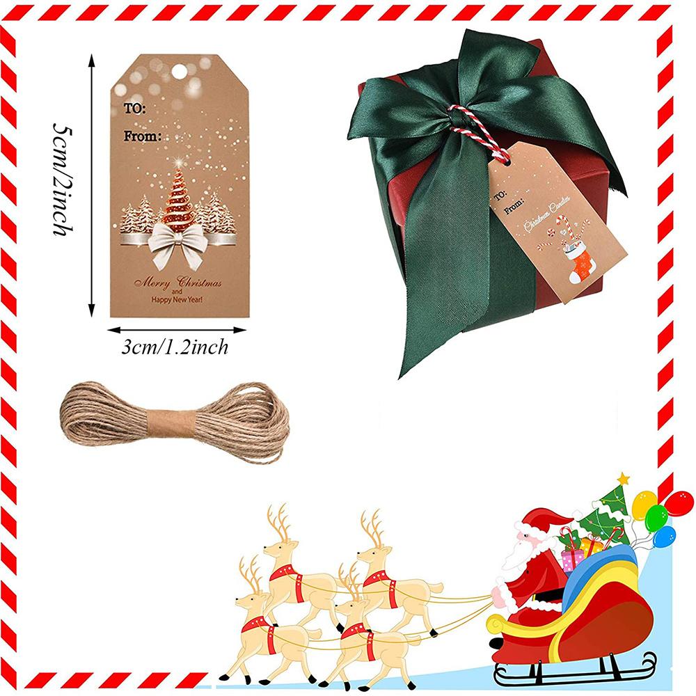 50-100pcs Merry Christmas Tags Kraft Paper Card Gift Label DIY Hang Tags Gift Wrapping Decor Gift Card Christmas Favors Supplies