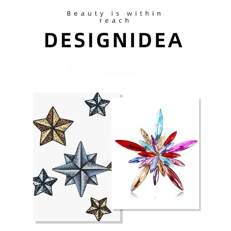 Fireworks brooch, European and American personality style, star colored diamond flower brooch, women's fashionable alloy diamond chest flower