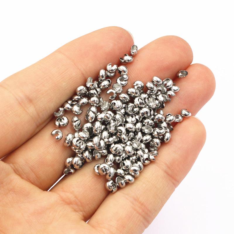 50 Pcs Stainless Steel Crescent Buckle Positioning Beads for Bracelets