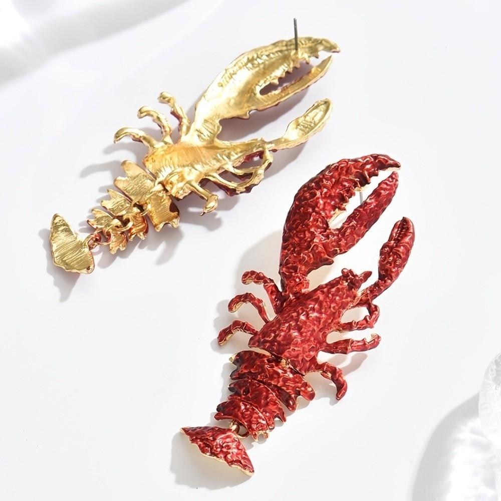 Large Size Lobster Earrings Metal Animal Drop Earrings Unique Crayfish Pendant Earrings Casual