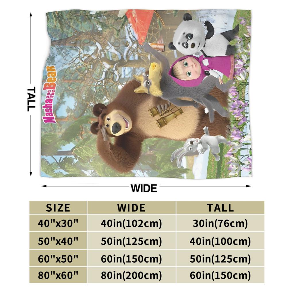 M-Mashas and B-Bears Blanket Multi-size Soft and Lightweight Throw Blankets for Couch Sofa and Bed